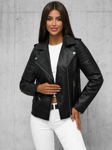 Жіноча шкіряна куртка Чорна OZONEE JS/11Z8097Z