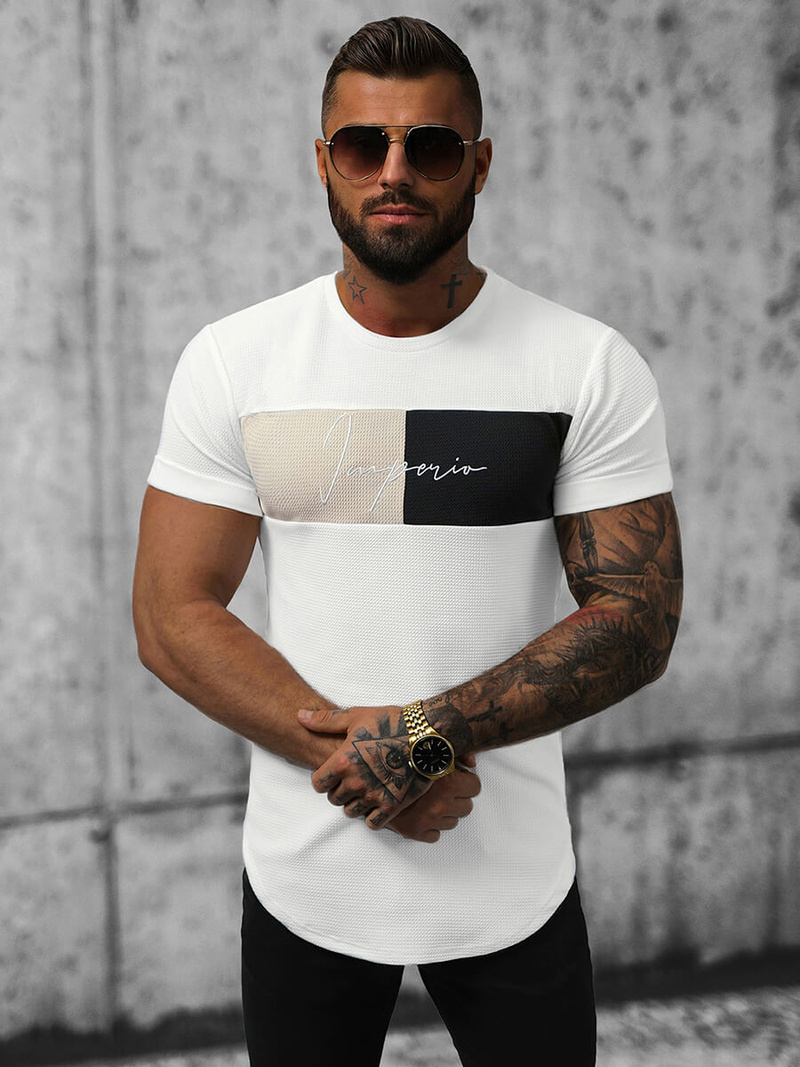 T-Shirt męski biały OZONEE O/P1172