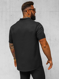 Koszula męska z krótkim rękawem czarna OZONEE O/Y972T