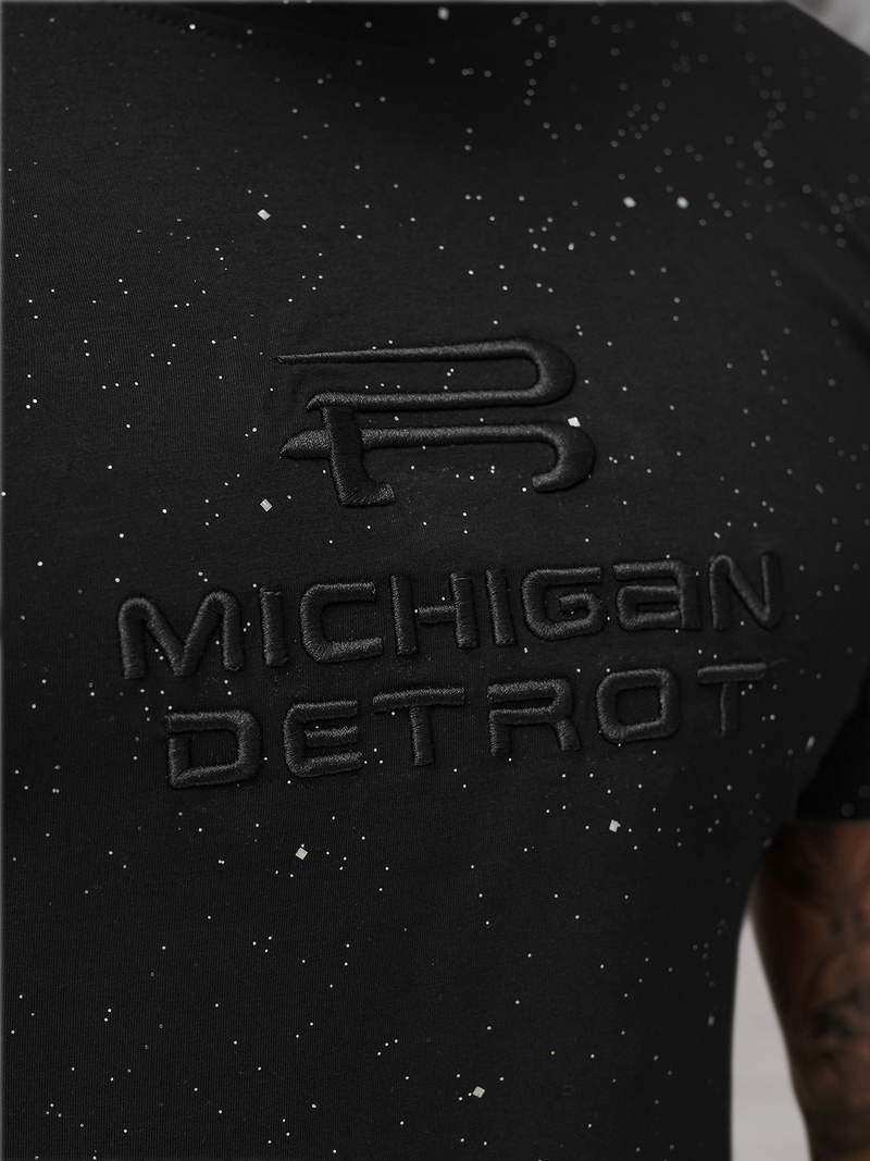 T-shirt męski slim fit czarny OZONEE O/QQ1389