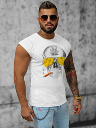 Koszulka bez rękawów męska biała OZONEE O/1193Z