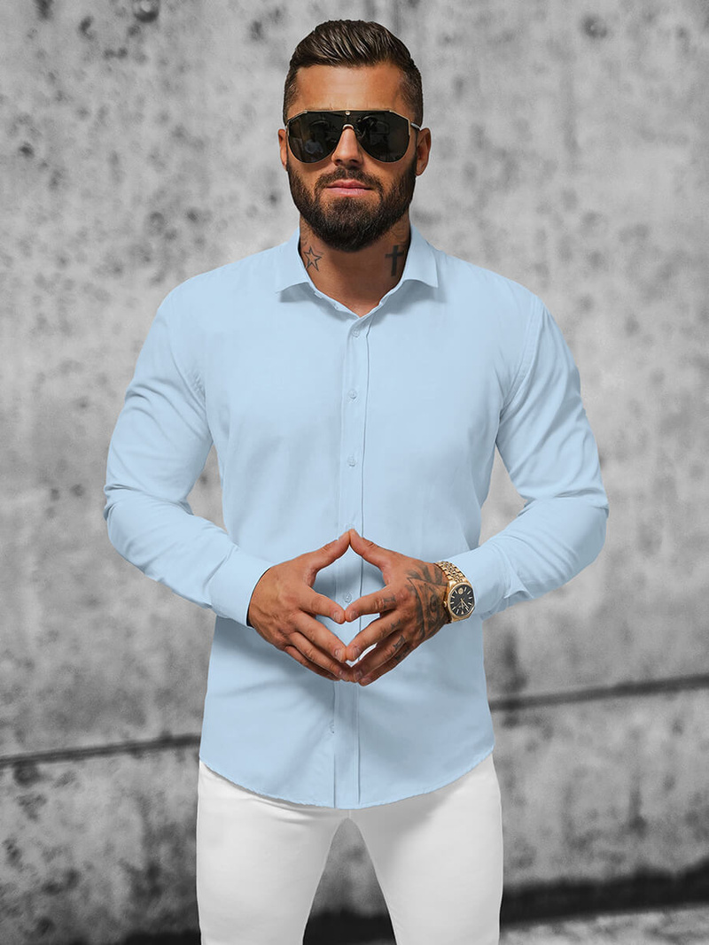 Koszula męska jasno-niebieska OZONEE O/3777