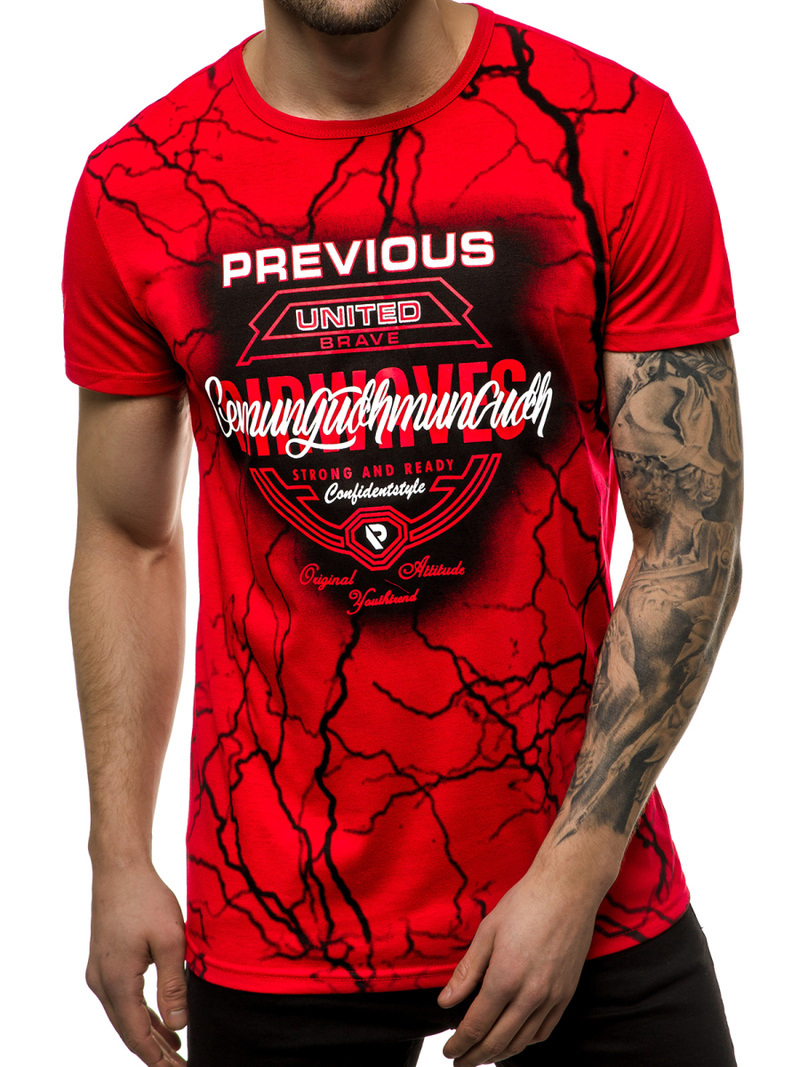 T-Shirt męski czerwony OZONEE JS/SS10962