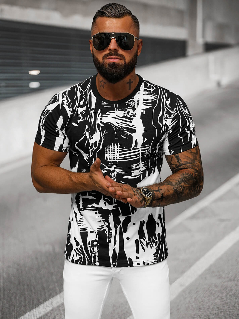 T-shirt męski czarny OZONEE O/T1276/3