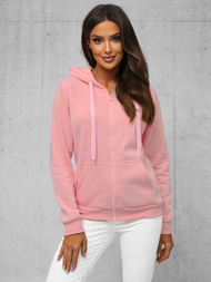 Bluza damska rozpinana z kapturem pudrowa OZONEE JS/W03Z