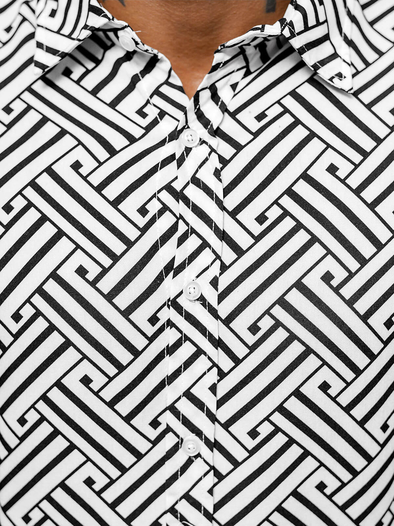 Koszula męska czarno-biała OZONEE E/9000/3Z