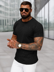 T-shirt męski slim fit czarny OZONEE O/QQ1388