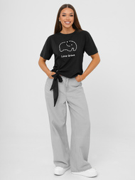 T-shirt damski z nadrukiem czarny OZONEE JS/RJ77247