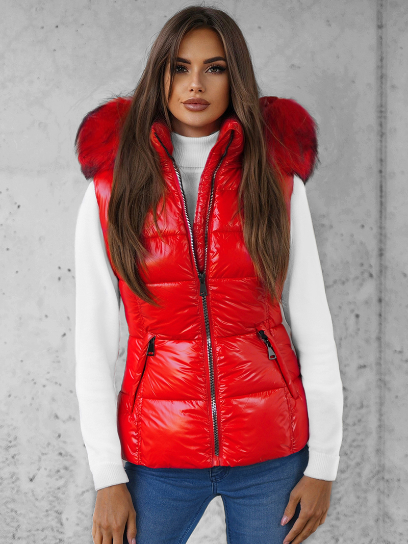 Стьобаний жіночий жилет червоний OZONEE O/DK027/4Z