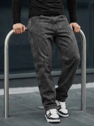 Spodnie jeansowe męskie wide leg grafitowe OZONEE O/KK2828/5Z