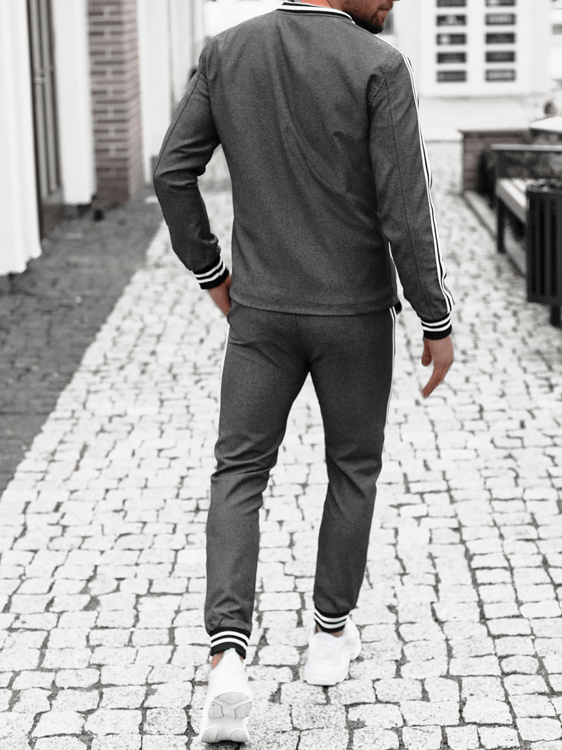 Чоловічий комплект - піджак та штани чінос Графітовий OZONEE DJ/5550