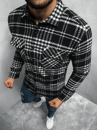 Koszula męska w kratę czarno-biała OZONEE E/3901/6