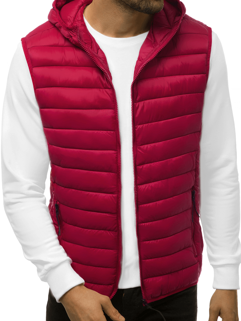 Kamizelka męska pikowana z kapturem bordowa OZONEE JS/HDL88002Z