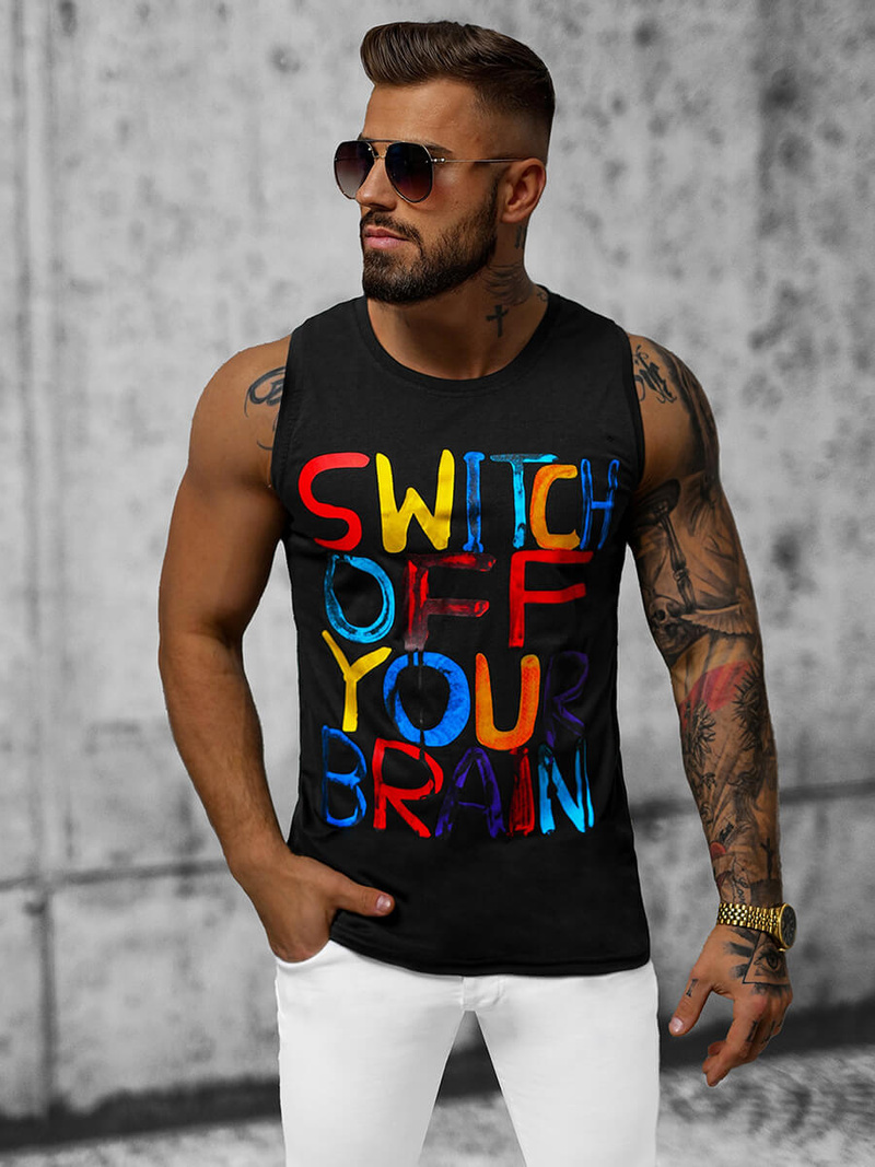 Koszulka bez rękawów męska czarna OZONEE O/T102/3Z