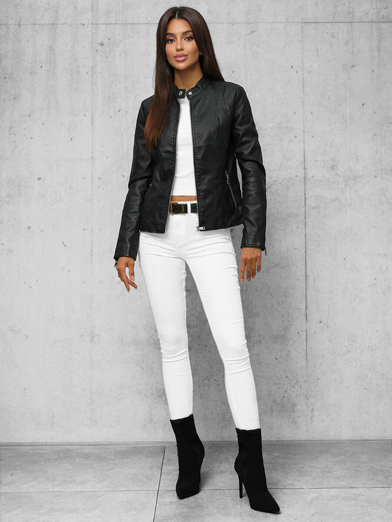 Kurtka skórzana damska czarna OZONEE JS/11Z8052Z