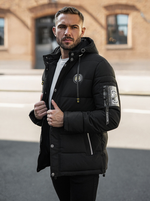 Kurtka zimowa męska pikowana czarna OZONEE JS/57M7503/392Z