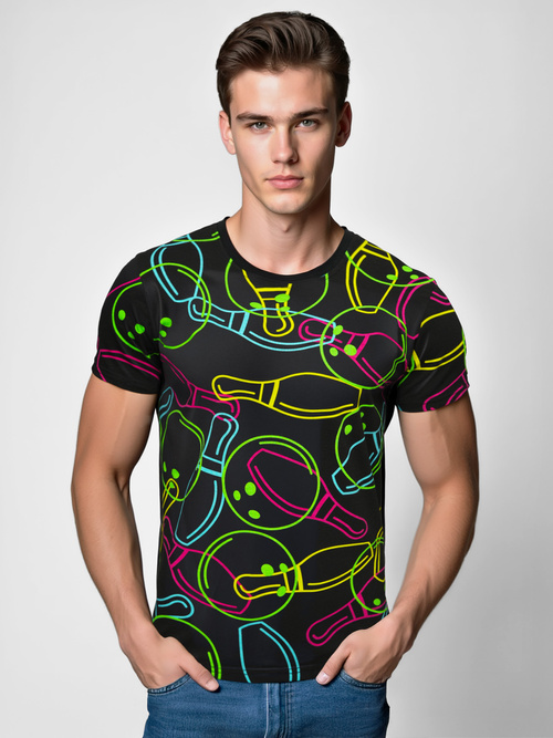 T-shirt męski z nadrukiem czarny OZONEE O/T1272/3Z