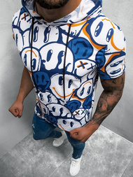 T-Shirt męski z nadrukiem biało-granatowy OZONEE O/BL207Z