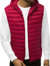 Kamizelka męska pikowana z kapturem bordowa OZONEE JS/HDL88002Z