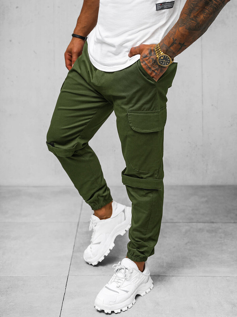Spodnie męskie chino joggery khaki OZONEE O/G3014Z