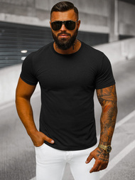 T-shirt męski bez nadruku czarny OZONEE JS/712005Z 