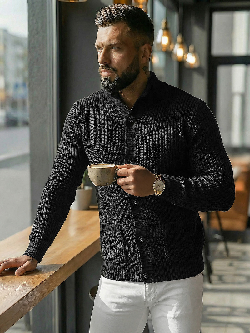 Светр чоловічій Чорний OZONEE NB/MM6020/4Z