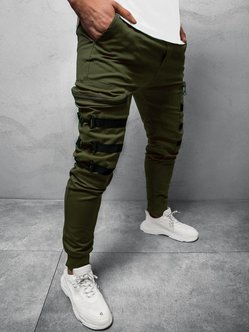 Spodnie męskie chino joggery khaki OZONEE G/11132
