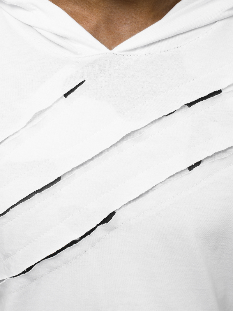 T-Shirt z kapturem męski biały OZONEE O/1187XZ