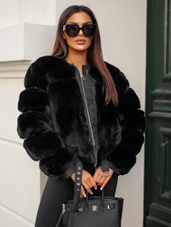 Kurtka zimowa damska z futerkiem czarna OZONEE JS/11Z8080Z