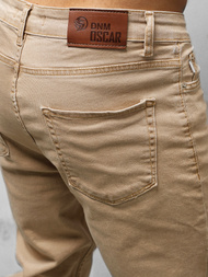 Spodnie jeansowe joggery męskie beżowe OZONEE DO/6058