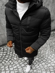 Kurtka zimowa męska długa pikowana czarna OZONEE JS/M2203