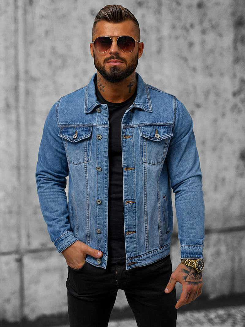 Kurtka męska jeansowa niebieska OZONEE T/7518Z