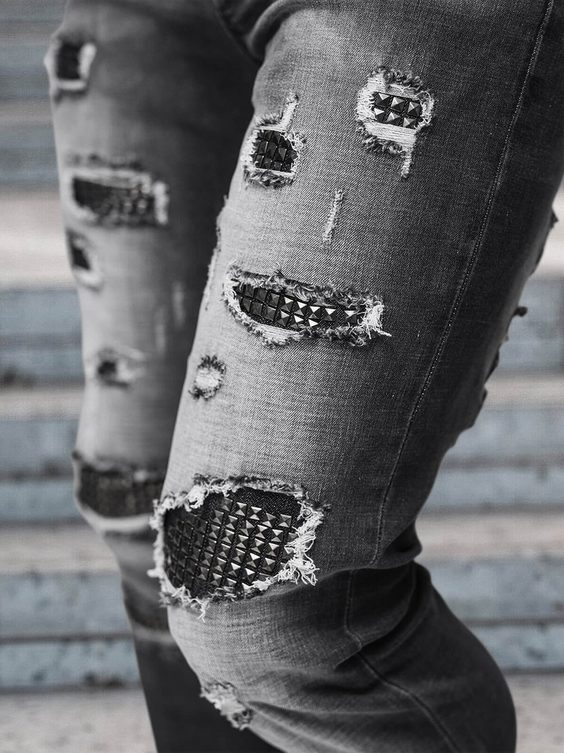 Spodnie jeansowe męskie slim fit czarne OZONEE NB/MP0152N