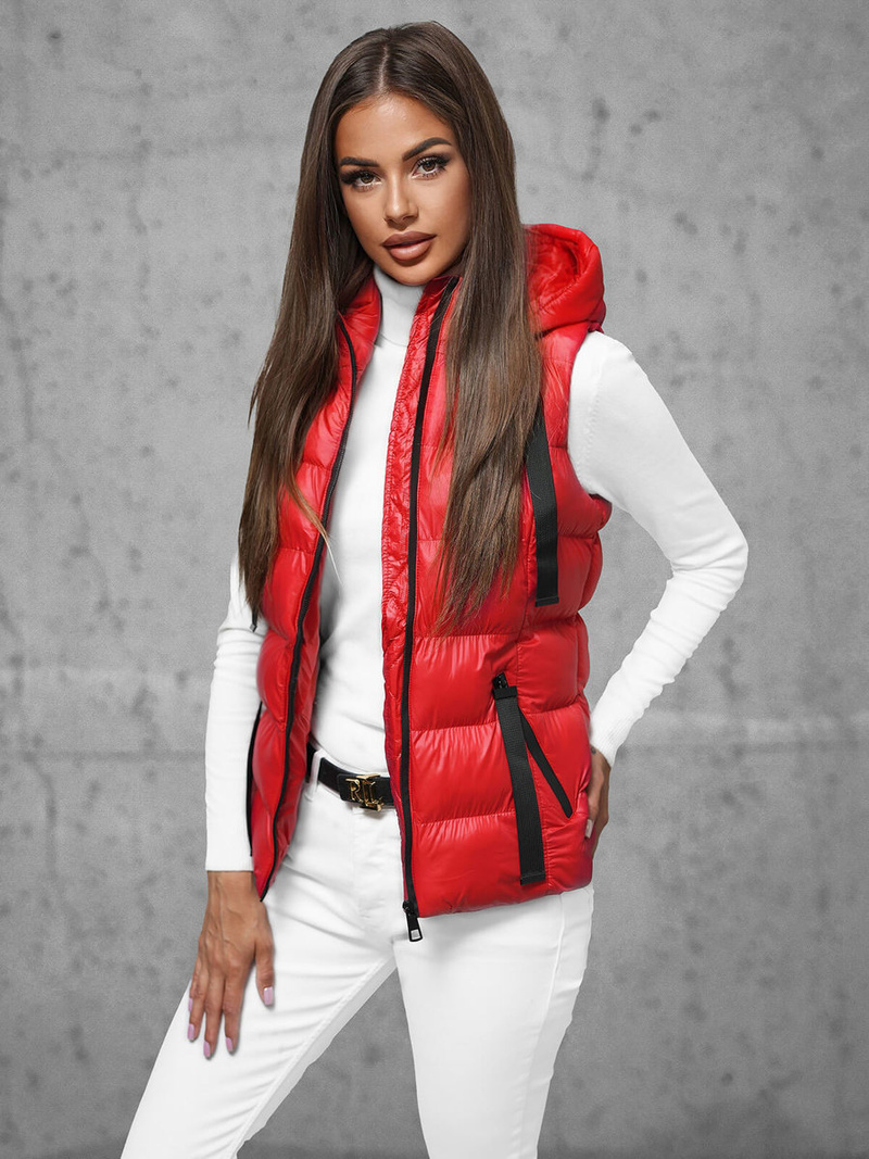 Стьобаний жіночий жилет червона OZONEE JS/5M3133/270