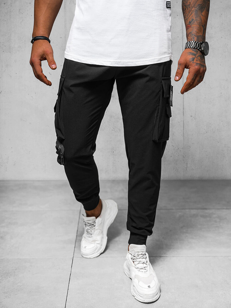 Spodnie męskie chino joggery czarne OZONEE O/PS5520