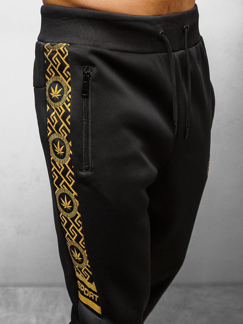 Штани спортивні чоловічі чорно-золотава OZONEE O/HM663