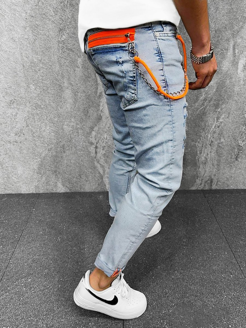 Spodnie jeansowe męskie jasnoniebieskie OZONEE O/B6324/1