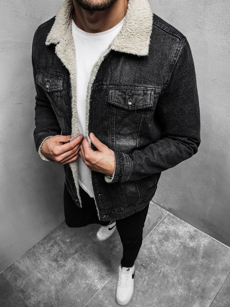 Kurtka męska jeans czarna OZONEE JB/JP1158Z