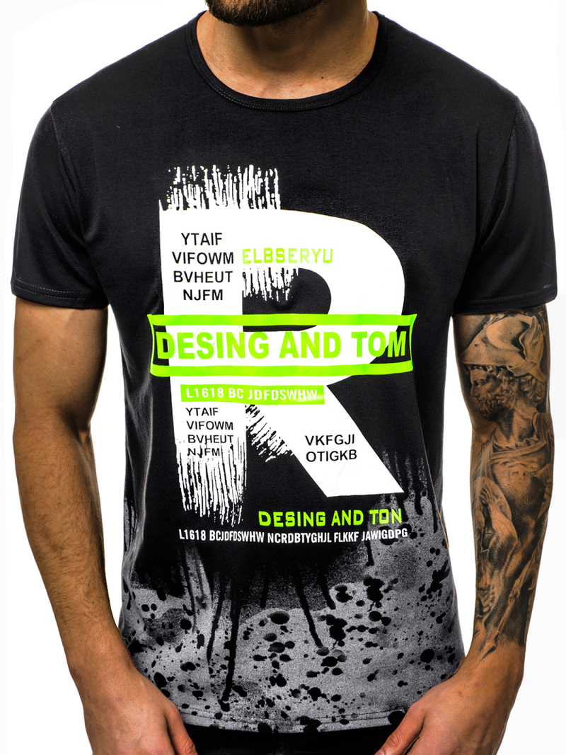 T-Shirt męski czarny OZONEE JS/KS1945