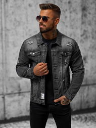 Kurtka męska jeansowa czarna OZONEE NB/MJ507NZ