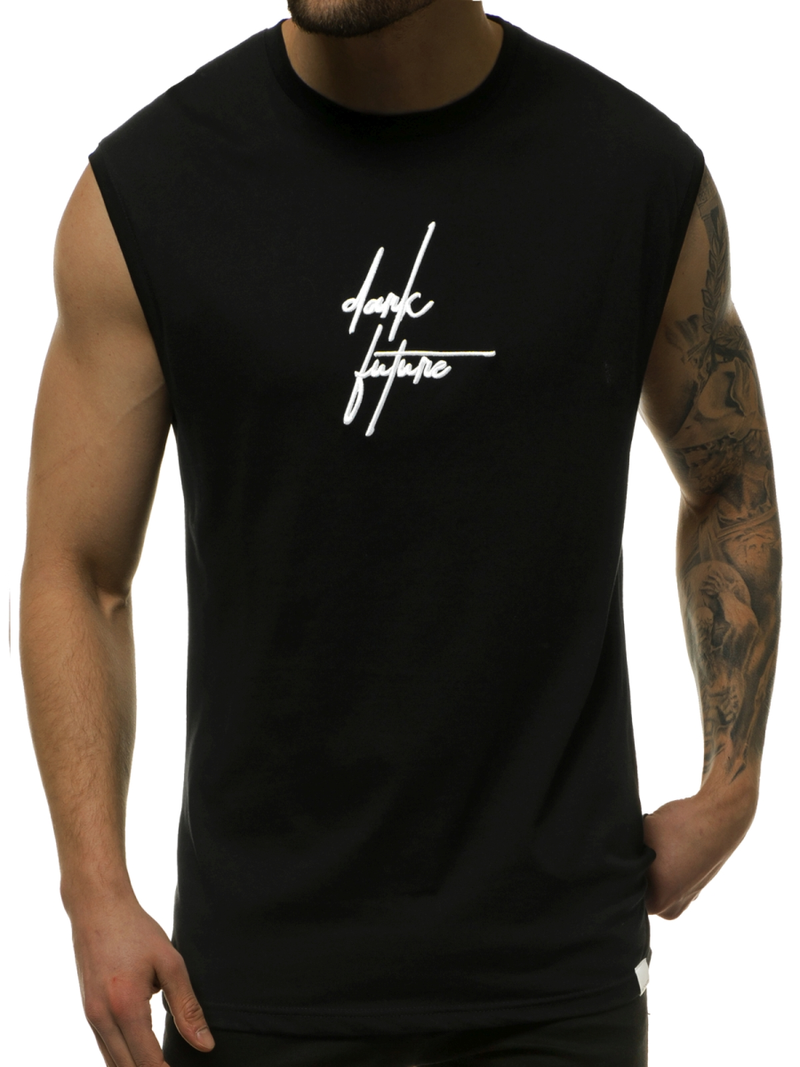 T-Shirt bez rękawów męski czarno-biały OZONEE MACH/M1176