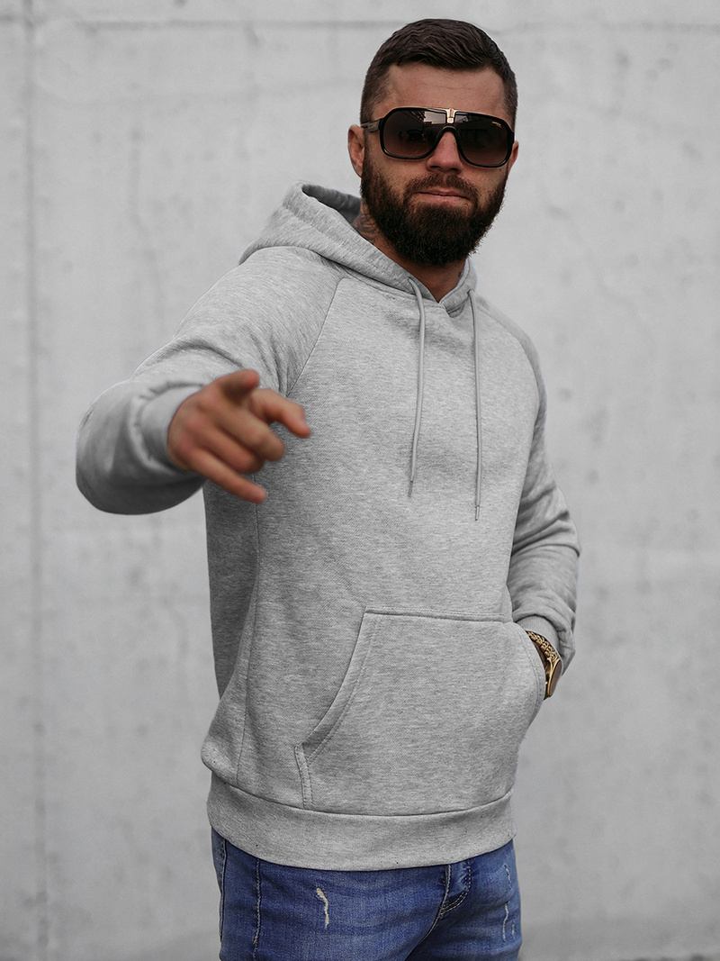 Bluza z kapturem męska szara OZONEE O/8B151/2