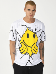 T-Shirt męski z nadrukiem biały OZONEE MR/21537