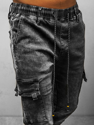 Spodnie jeansowe joggery męskie czarne OZONEE DR/TF128