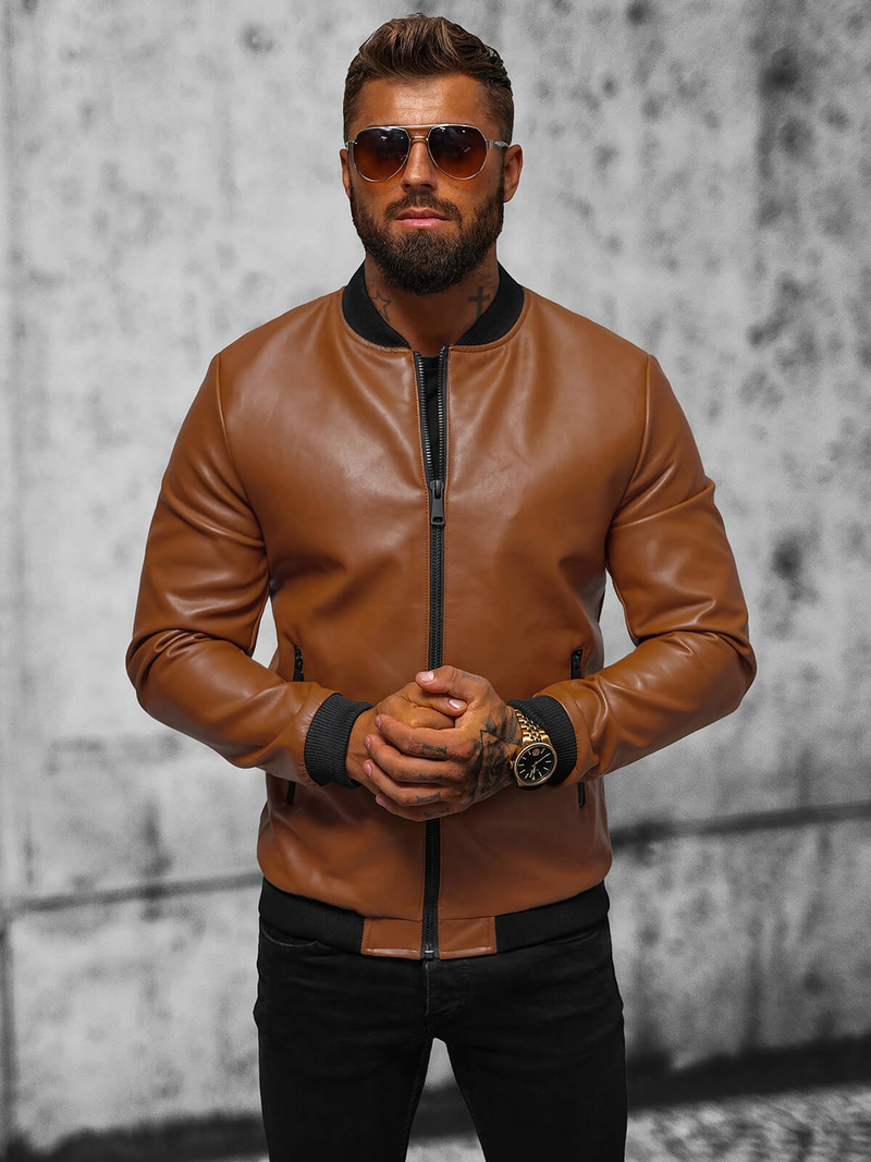 Чоловіча шкіряна куртка Гiрчична OZONEE JS/11Z8107