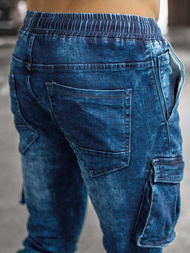 Spodnie jeansowe joggery męskie niebieskie OZONEE DR/TF056