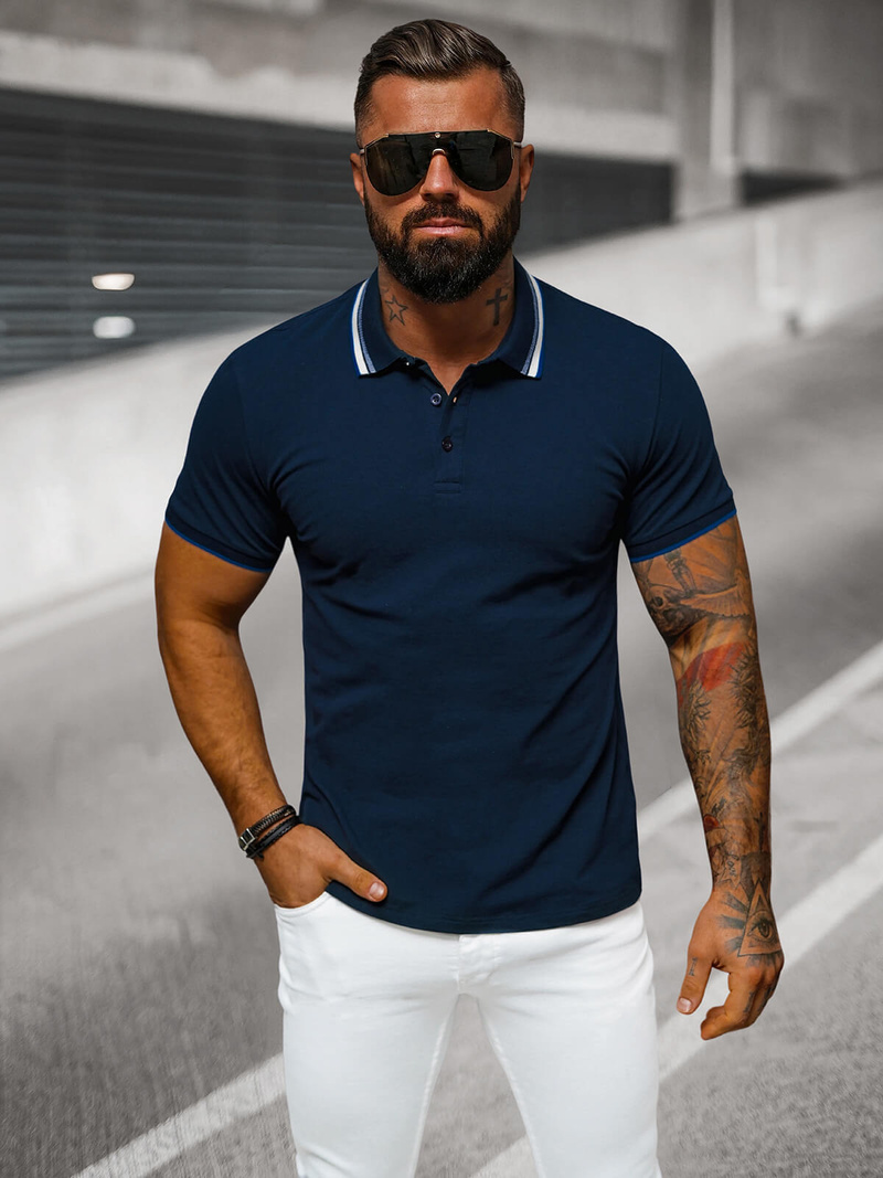 Футболка Поло Чоловіча Tемно-Cиня OZONEE O/DA719