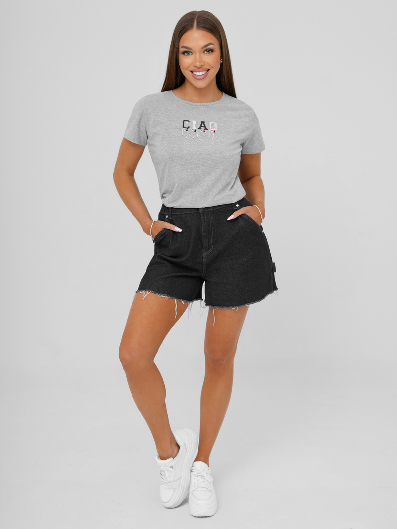 T-shirt damski szary OZONEE JS/RJ77542