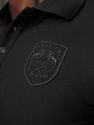 Koszulka męska polo z wyszywaną grafiką czarna OZONEE NB/MT3142