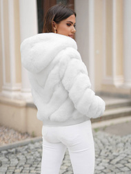 Kurtka zimowa damska z futerkiem biała OZONEE JS/11Z8165